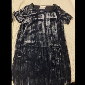 Anthropologie Floreat blue velour shift dress